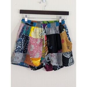Advance Patchwork Shorts Womens Small Medium Boho Drawstring Rayon India Festiva